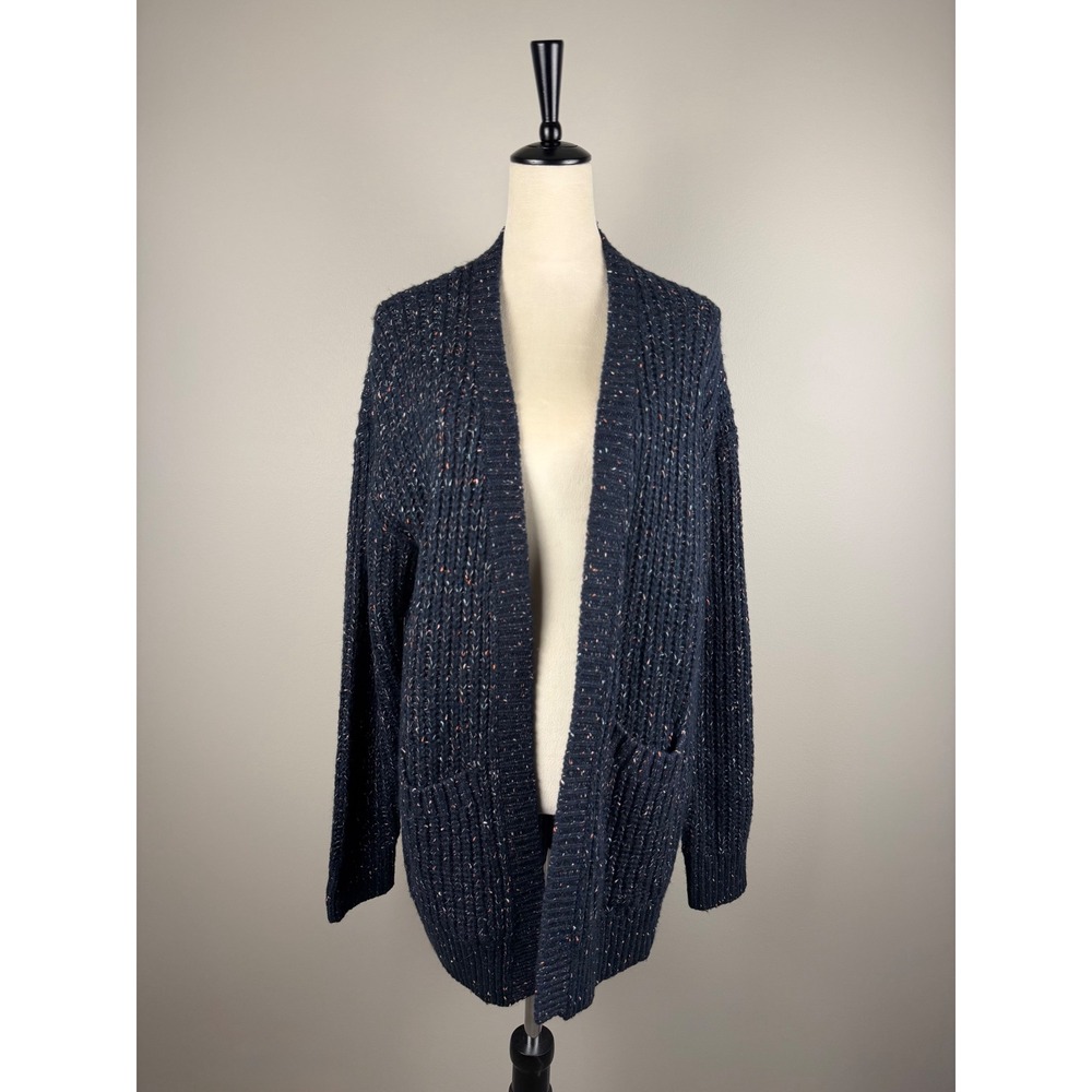 Heartloom Cardigan Sweater Womens Large Navy Blue Confetti Chunky Knit